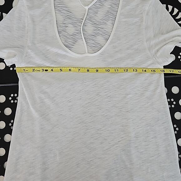 BP White Short-Sleeve Tunic Shirt Criss-Cross Neck Detail Women's XS - Picture 8 of 12